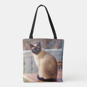 Beautiful Siamese Cat with Blue Eyes Tote Bag