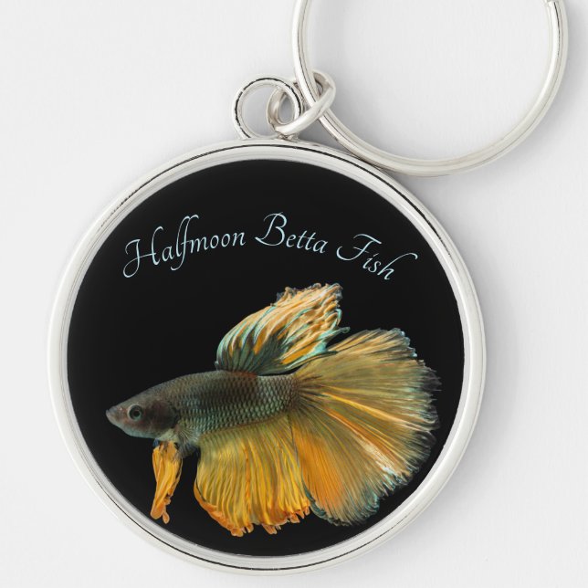 Beautiful Siamese Fighting Fish Betta Halfmoon     Key Ring (Front)