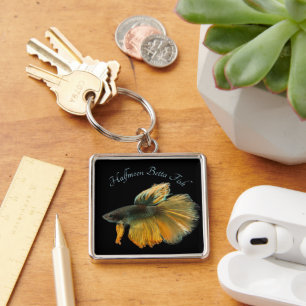 Beautiful Siamese Fighting Fish Betta Halfmoon     Key Ring