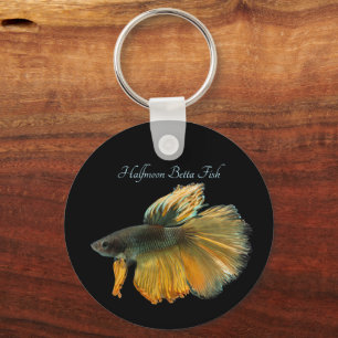 Beautiful Siamese Fighting Fish Betta Halfmoon   Key Ring