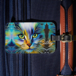 Beautiful Siamese Kitten blue green gold  Luggage Tag