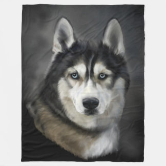 Beautiful Siberian Husky Fleece Blanket