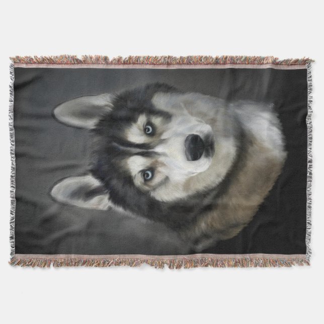 Beautiful Siberian Husky Throw Blanket (Front)