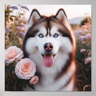 beautiful Siberian Husky with bule eyes Poster