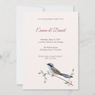 Beautiful Sibia Bird Engagement Party Invitation