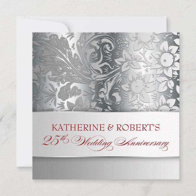 beautiful silver 25 anniversary invitations (Front)