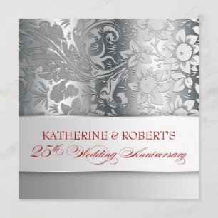 beautiful silver 25 anniversary invitations