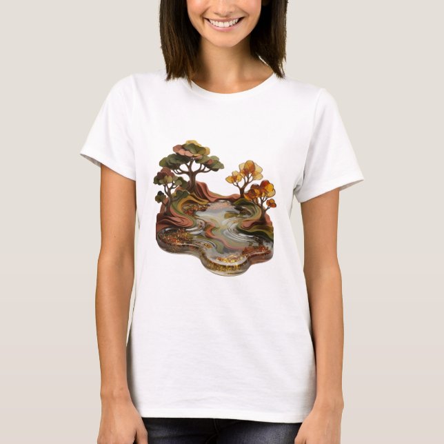 Beautiful Silver AUTUMN LANDSCAPE Statement Tee (Front)