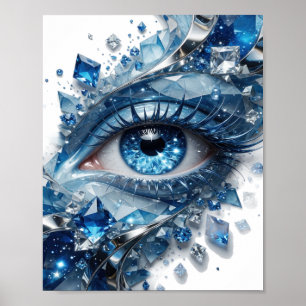 Beautiful Silver BLUE ICE EYE Statement Design Poster