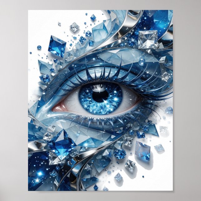 Beautiful Silver BLUE ICE EYE Statement Design Poster (Front)