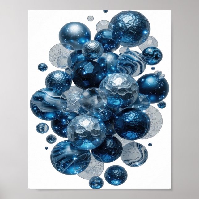 Beautiful Silver BLUE STARS Poster (Front)