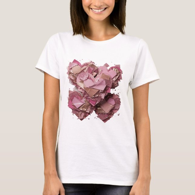 Beautiful Silver BROKEN HEART Slogan Design T-Shirt (Front)
