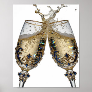 Beautiful Silver CHEERS TO GOOD HEALTH Poster