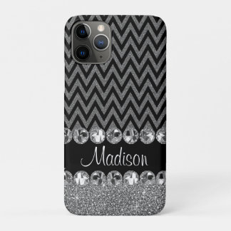 Beautiful Silver Chevron Glitter Jewels Elegant iPhone 11 Pro Case