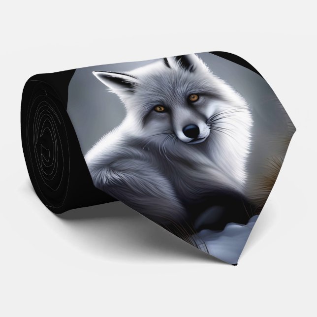 Beautiful Silver Fox  Tie (Rolled)