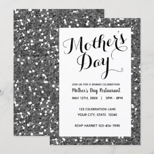 Beautiful Silver Glitter Mother's Day Invitation