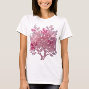 Beautiful Silver GLITTERING LEAVES Graphic Tee