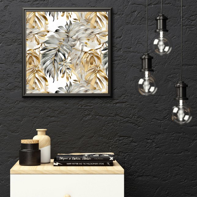 Beautiful Silver Gold Palm Leaves Poster (Creator Uploaded)