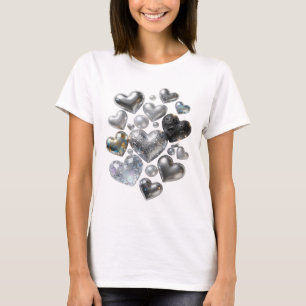 Beautiful Silver HEARTS AND STARS Shirt Design