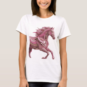 Beautiful Silver PINK HORSE Design T-Shirt
