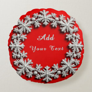 Beautiful Silver Snowflake Decorations Round Cushion