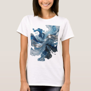 Beautiful Silver WATER'S WAVE 3D Text Art T-Shirt