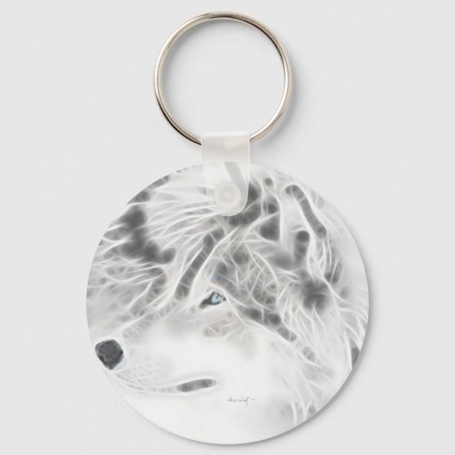 Beautiful Silver Wolf Key Ring (Front)