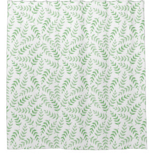 Beautiful Simple Green Leaves Endless Pattern Shower Curtain