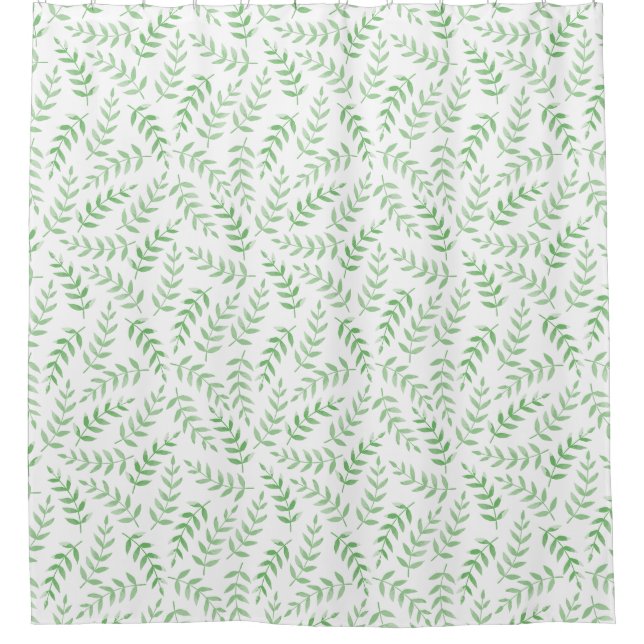 Beautiful Simple Green Leaves Endless Pattern Shower Curtain (Front)
