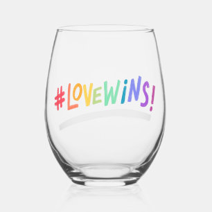 Beautiful Simple Minimal Love Is Love Pride Stemless Wine Glass