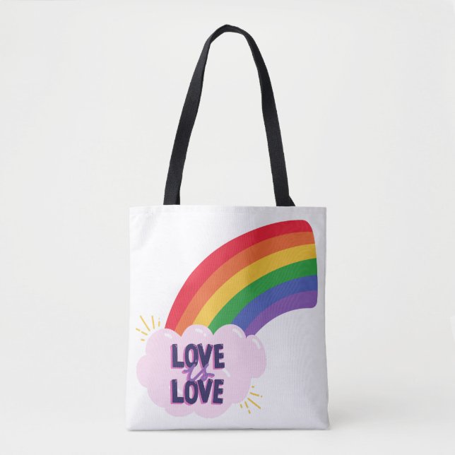 Beautiful Simple Minimal Love Is Love Pride Tote Bag (Front)