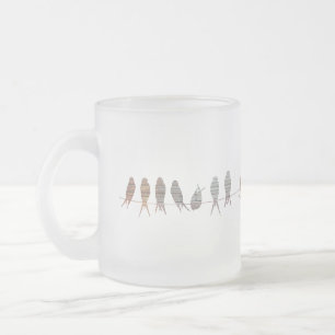 Beautiful Simple Modern Birds On A Wire Frosted Glass Coffee Mug