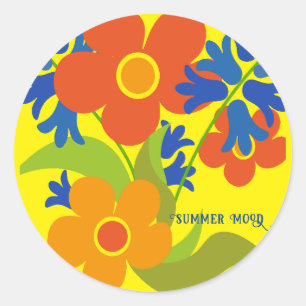 Beautiful simple summer floral design classic round sticker