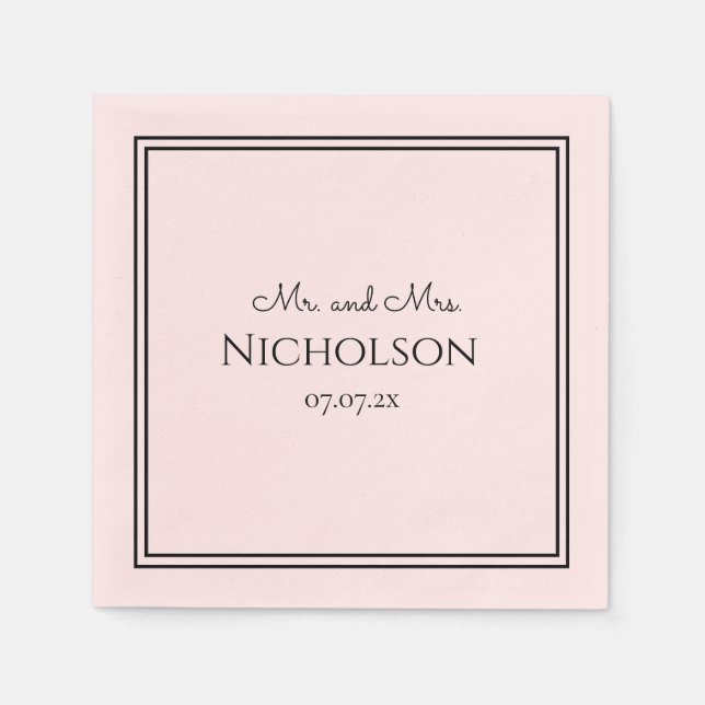 Beautiful simplicity! Mr and Mrs wedding napkins (Front)