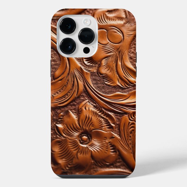 Beautiful Simulated Western Tooled Leather Pattern iPhone Case (Back)