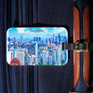 Beautiful Singapore Asia Panorama View Luggage Tag