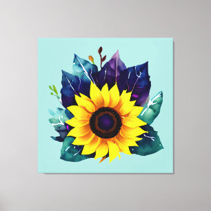 Beautiful Single Open Sunflower Canvas Print