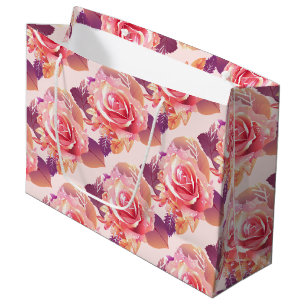 Beautiful Single Pink Rose Large Gift Bag