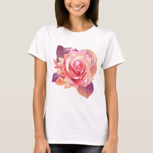 Beautiful Single Pink Rose T-Shirt