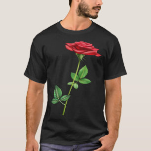 Beautiful Single Red Rose Flower Love For Floral T-Shirt