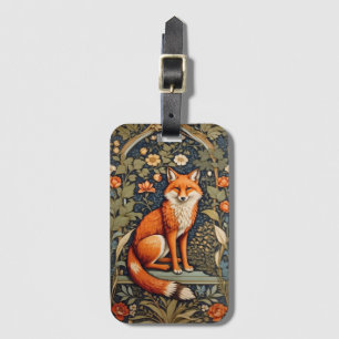 Beautiful Sitting Red Fox William Morris Inspired  Luggage Tag