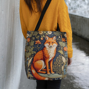Beautiful Sitting Red Fox William Morris Inspired  Tote Bag