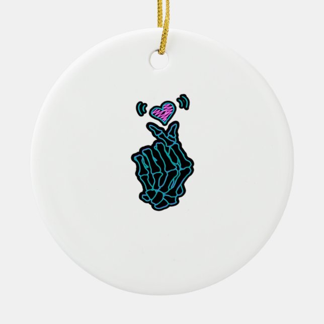 Beautiful Skeleton Hands With A Heart Signal For H Ceramic Tree Decoration (Front)