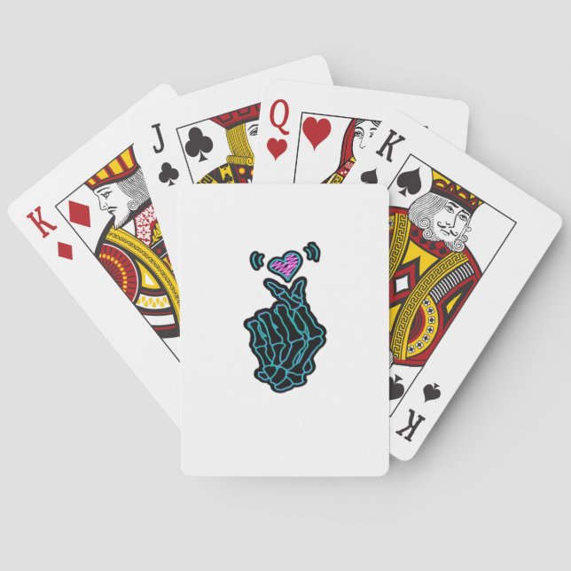 Beautiful Skeleton Hands With A Heart Signal For H Playing Cards (Back)