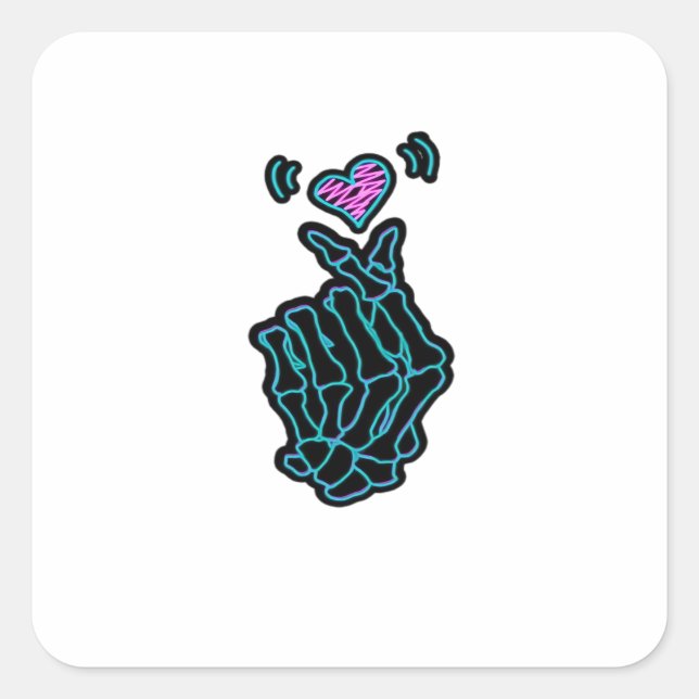 Beautiful Skeleton Hands With A Heart Signal For H Square Sticker (Front)