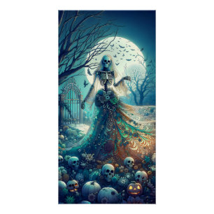Beautiful Skeleton in Graveyard Poster