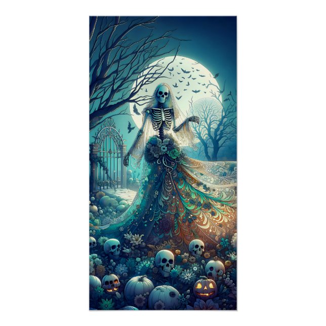 Beautiful Skeleton in Graveyard Poster (Front)