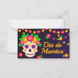 Beautiful Skull with Flowers Día de los Muertos Card