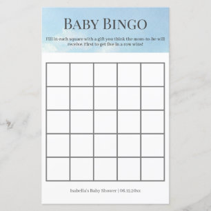 Beautiful Sky and Clouds Baby Shower Bingo Game