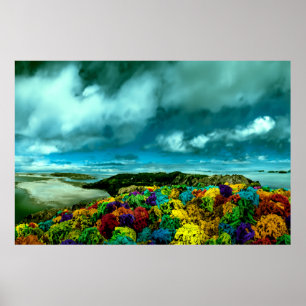 Beautiful sky colorful rocks art poster